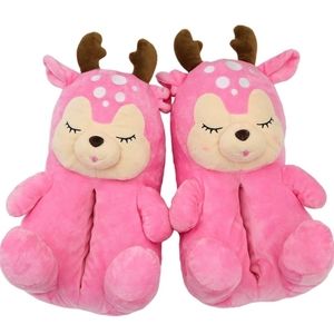 Bluenuit Women's Pink Deer Slippers. Size 9 - 12 1/2. Thick Memory Foam. New.